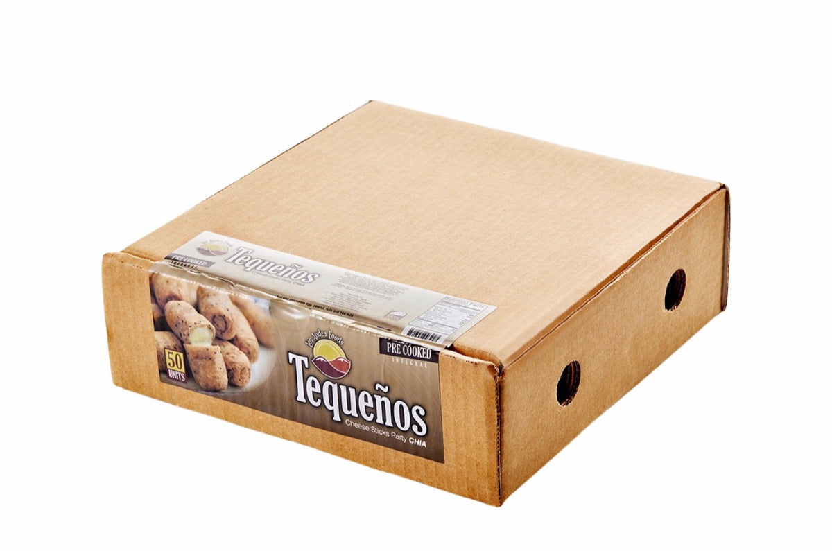 Empaque de tequeños integrales con chía precocidos Los Andes Foods de 50 unidades.