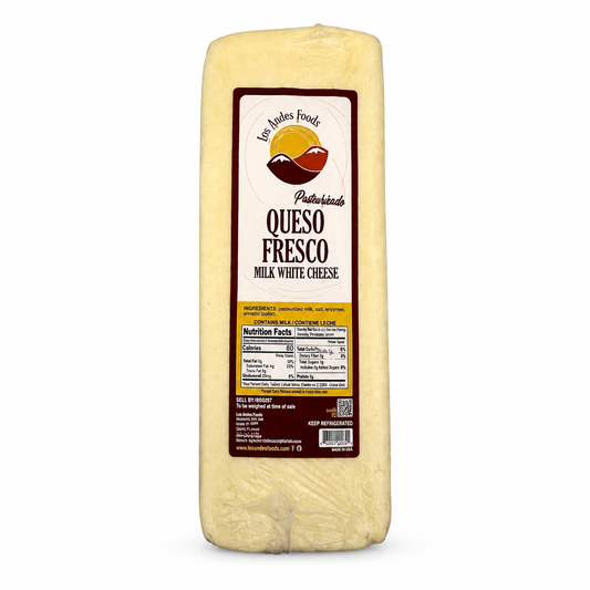 Los Andes Foods queso fresco cheese block in clear packaging with the label facing forward on a white background. and receive a quote for other U.S. destinations.